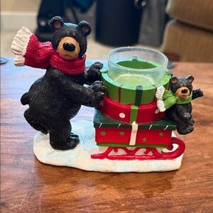 Yankee Candle Bear and Sled Holiday Holder - Red, Green, Black